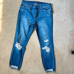 Abercrombie and Fitch Super Stretch Cropped Distressed Jeans